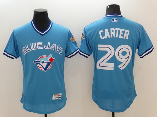 Men’s Toronto Blue Jays #29 Joe Carter Retired Light Blue 2016 Flexbase Majestic Baseball Jersey