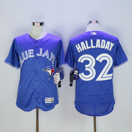 Men’s Toronto Blue Jays #32 Roy Halladay Retired Blue 2016 Flexbase Majestic Baseball Jersey