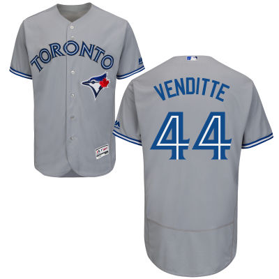 Men’s Toronto Blue Jays #44 Pat Venditte Gray Road 2016 Flexbase Majestic Baseball Jersey
