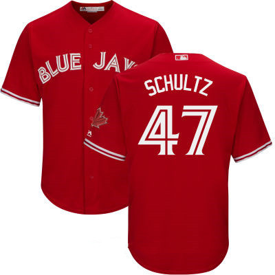 Men’s Toronto Blue Jays #47 Bo Schultz Red Stitched MLB 2017 Majestic Cool Base Jersey