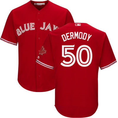 Men’s Toronto Blue Jays #50 Matt Dermody Red Stitched MLB 2017 Majestic Cool Base Jersey
