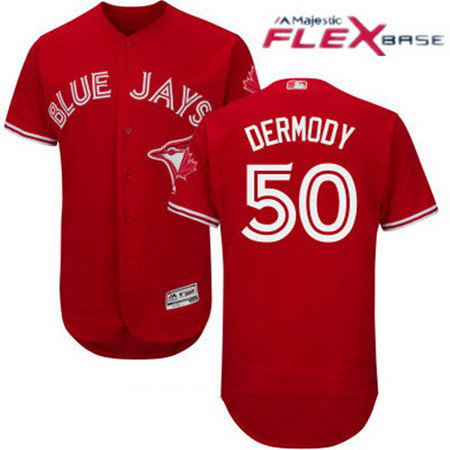Men’s Toronto Blue Jays #50 Matt Dermody Red Stitched MLB 2017 Majestic Flex Base Jersey