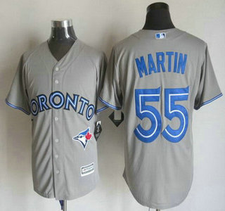 Men’s Toronto Blue Jays #55 Russell Martin Away Gray 2015 MLB Cool Base Jersey