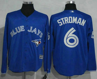 Men’s Toronto Blue Jays #6 Marcus Stroman Blue Alternate Long Sleeve New Cool Base