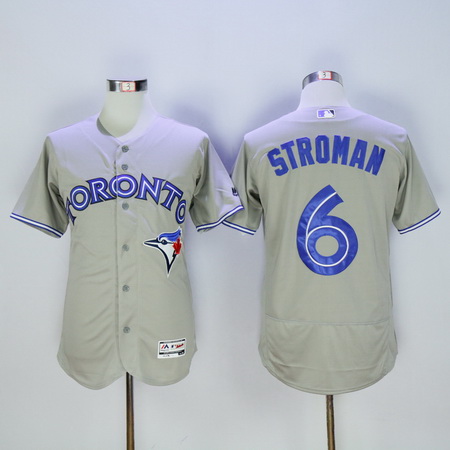 Men’s Toronto Blue Jays #6 Marcus Stroman Gray 2016 Flexbase Majestic Baseball Jersey