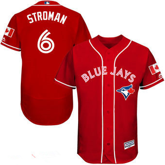 Men’s Toronto Blue Jays #6 Marcus Stroman Red Stitched MLB 2016 Canada Day Majestic Flex Base Jersey