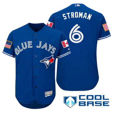 Men’s Toronto Blue Jays #6 Marcus Stroman Royal Blue Stars & Stripes Fashion Independence Day Stitched MLB Majestic Cool Base Jersey