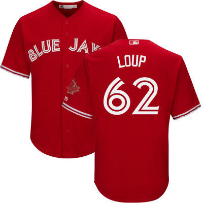 Men’s Toronto Blue Jays #62 Aaron Loup Red Stitched MLB 2017 Majestic Cool Base Jersey