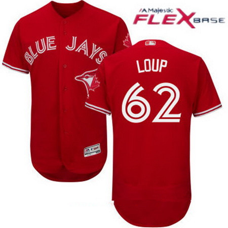 Men’s Toronto Blue Jays #62 Aaron Loup Red Stitched MLB 2017 Majestic Flex Base Jersey