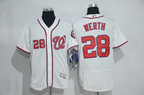 Men’s Washington Nationals #28 Jayson Werth White Home Stitched MLB 2016 Majestic Flex Base Jersey