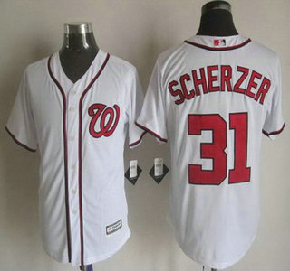 Men’s Washington Nationals #31 Max Scherzer Home White 2015 MLB Cool Base Jersey