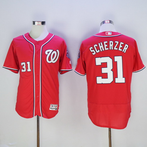 Men’s Washington Nationals #31 Max Scherzer Red 2016 Flexbase Majestic Baseball Jersey