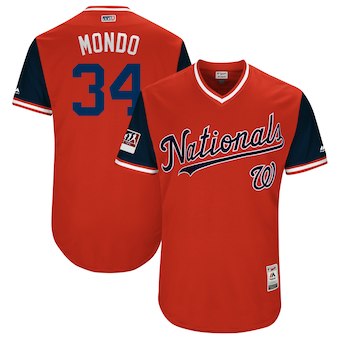 Men’s Washington Nationals 34 Bryce Harper Mondo Majestic Red 2018 Players’ Weekend Authentic Jersey