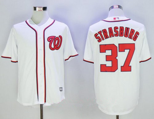 Men’s Washington Nationals #37 Stephen Strasburg White Home Stitched MLB Majestic Cool Base Jersey