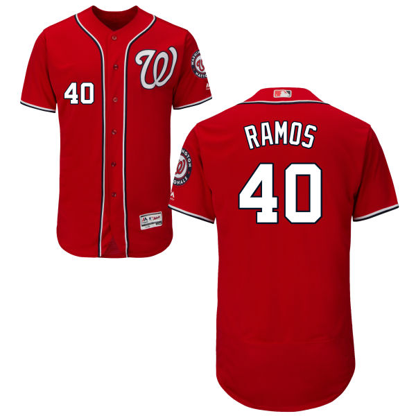 Men’s Washington Nationals #40 Wilson Ramos Alternate Red Majestic Alternate Flex Base Authentic Collection Baseball Jersey