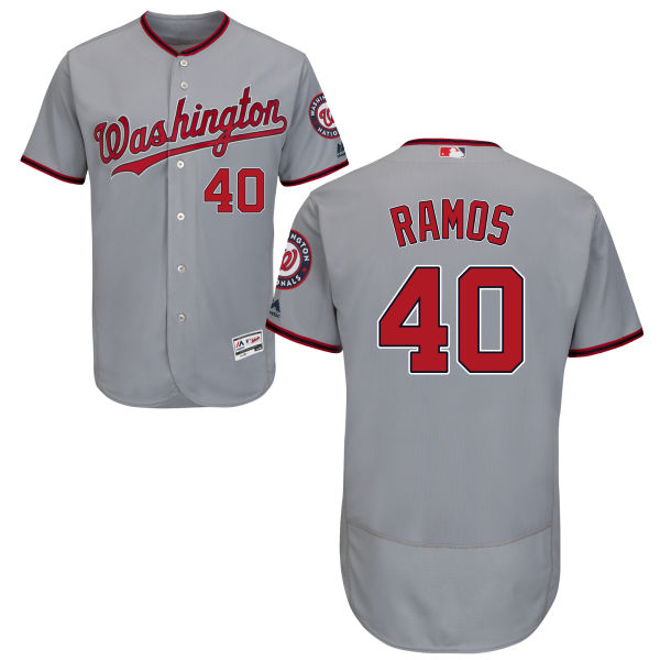 Men’s Washington Nationals #40 Wilson Ramos Majestic Road Gray Flex Base Authentic Collection Baseball Jersey