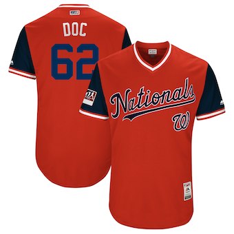 Men’s Washington Nationals 62 Sean Doolittle Doc Majestic Red 2018 Players’ Weekend Authentic Jersey