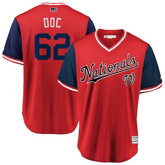 Men’s Washington Nationals 62 Sean Doolittle Doc Majestic Red 2018 Players’ Weekend Cool Base Jersey
