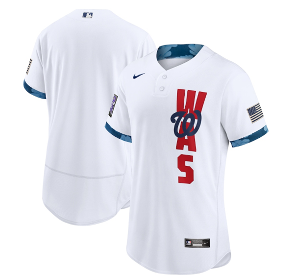 Men’s Washington Nationals Blank 2021 White All-Star Flex Base Stitched MLB Jersey