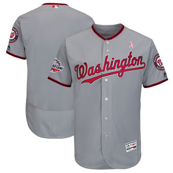 Men’s Washington Nationals Majestic Blank Gray 2018 Mother’s Day Road Flex Base Team Jersey