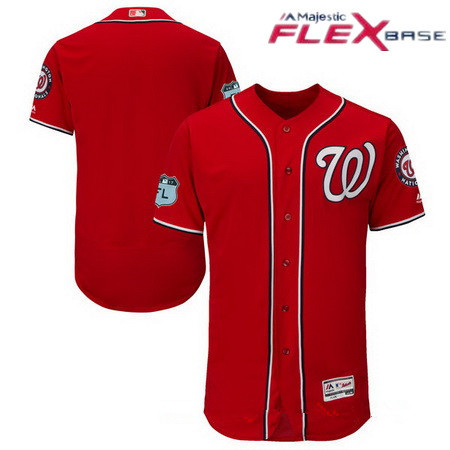 Men’s Washington Nationals Majestic Scarlet Red 2017 Spring Training Authentic Flex Base Stitched MLB Custom Jersey