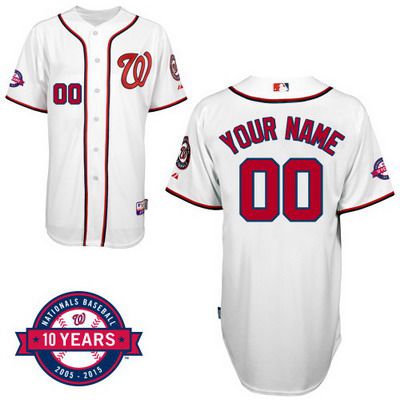 Men’s Washington Nationals Personalized Home Jersey With Commemorative 10th Anniversary Patch