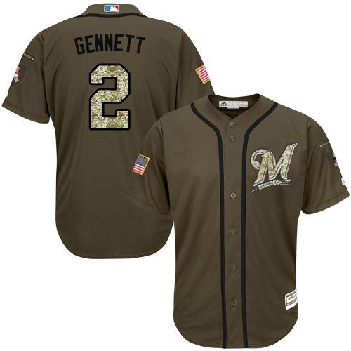 Milwaukee Brewers #2 Scooter Gennett Green Salute to Service Stitched MLB Jersey