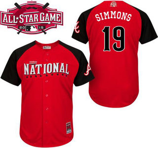 National League Atlanta Braves #19 Andrelton Simmons Red 2015 All-Star BP Jersey