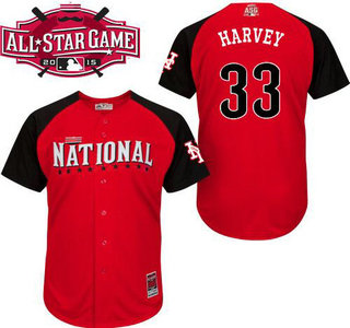 National League New York Mets #33 Matt Harvey Red 2015 All-Star Game Player Jersey