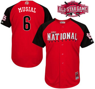 National League St. Louis Cardinals #6 Stan Musial Red 2015 All-Star BP Jersey