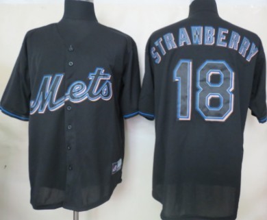 New York Mets #18 Darryl Strawberry Black Fashion Jersey
