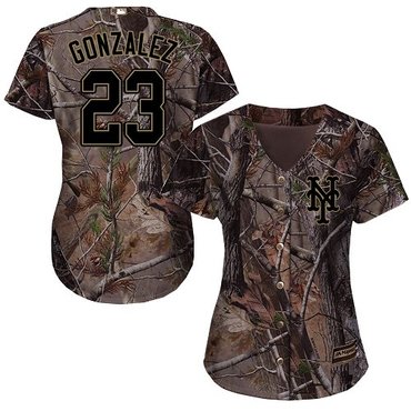 New York Mets #23 Adrian Gonzalez Camo Realtree Collection Cool Base Women’s Stitched Baseball Jersey