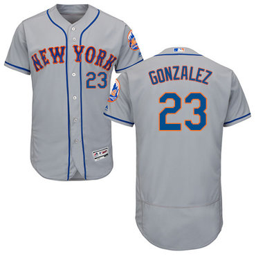 New York Mets #23 Adrian Gonzalez Grey Flexbase Authentic Collection Stitched MLB Jersey