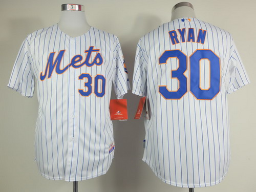 New York Mets #30 Nolan Ryan White Pinstripe Cool Base Jersey
