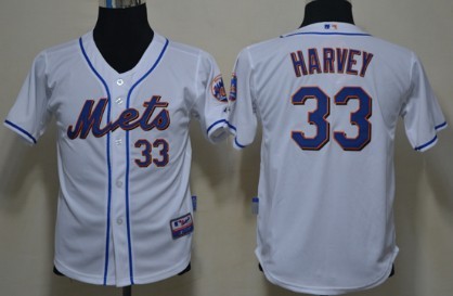 New York Mets #33 Matt Harvey White Kids Jersey