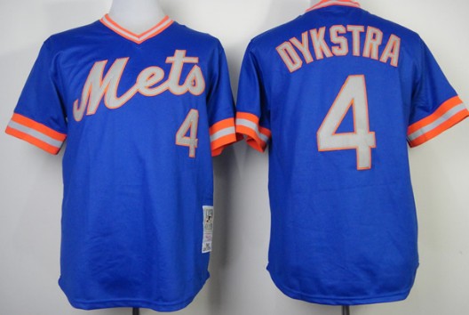 New York Mets #4 Lenny Dykstra 1983 Blue Throwback Jersey