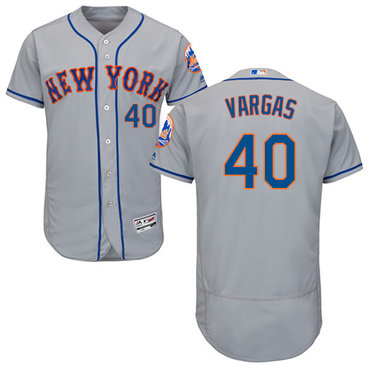 New York Mets #40 Jason Vargas Grey Flexbase Authentic Collection Stitched Baseball Jersey