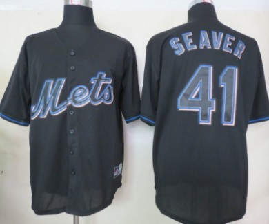 New York Mets #41 Tom Seaver Black Fashion Jersey