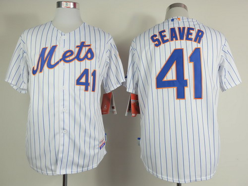 New York Mets #41 Tom Seaver White Pinstripe Cool Base Jersey
