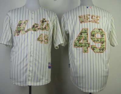 New York Mets #49 Jonathon Niese Cream With Camo Jersey
