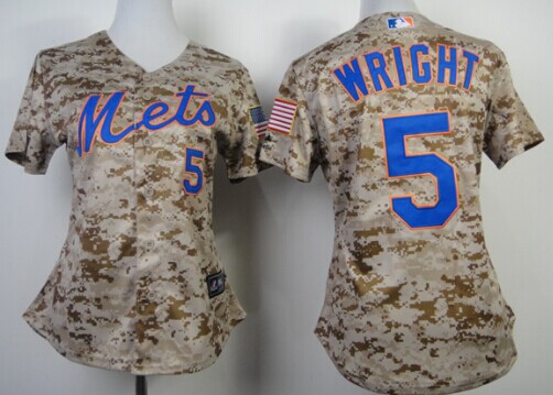 New York Mets #5 David Wright 2014 Camo Womens Jersey
