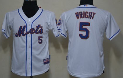 New York Mets #5 David Wright White Kids Jersey