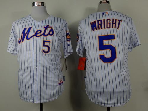 New York Mets #5 David Wright White Pinstripe Jersey