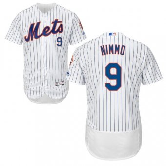 New York Mets #9 Brandon Nimmo White(Blue Strip) Flexbase Authentic Collection Stitched MLB Jersey