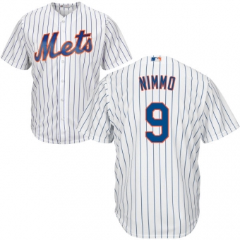 New York Mets #9 Brandon Nimmo White(Blue Strip) New Cool Base Stitched MLB Jersey