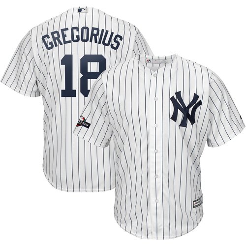 New York Yankees #18 Didi Gregorius Majestic 2019 Postseason Official Cool Base Player White Navy Jersey