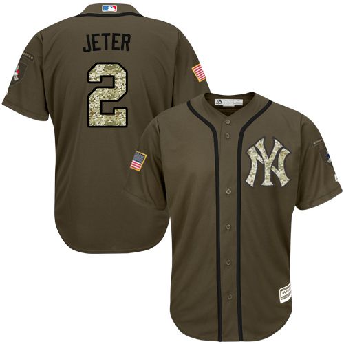 New York Yankees #2 Derek Jeter Green Salute to Service Stitched MLB Jersey