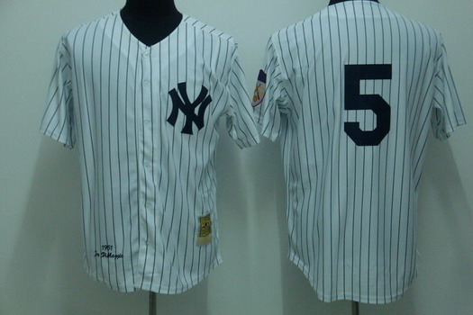 New York Yankees #5 Joe DiMaggio 1951 White Throwback Jersey