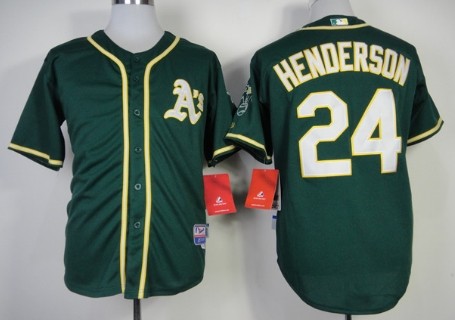 Oakland Athletics #24 Rickey Henderson 2014 Dark Green Jersey