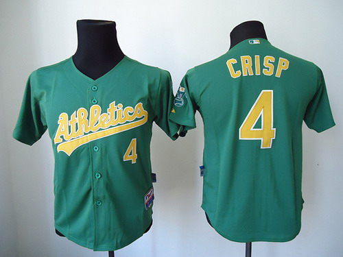 Oakland Athletics #4 Coco Crisp Green Kids Jersey